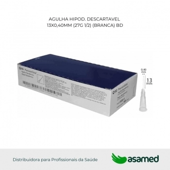 AGULHA HIPOD. DESCARTAVEL 13X0,40MM (27G 1/2) (BRANCA) BD