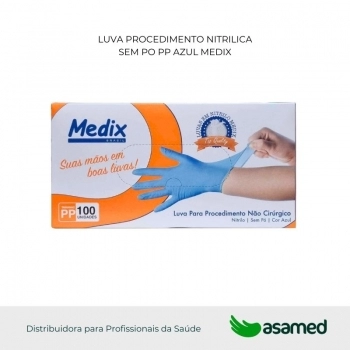 LUVA PROCEDIMENTO NITRILICA SEM PO PP AZUL MEDIX