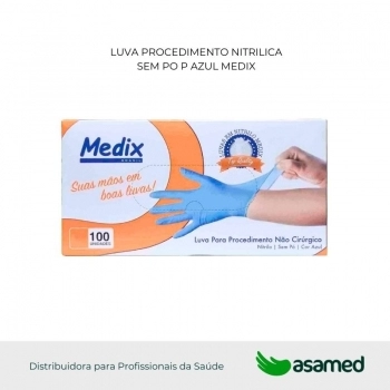 LUVA PROCEDIMENTO NITRILICA SEM PO P AZUL MEDIX
