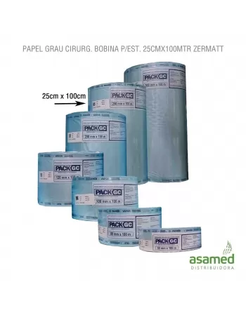 PAPEL GRAU CIRURG. BOBINA P/EST. 25CMX100MTR ZERMATT