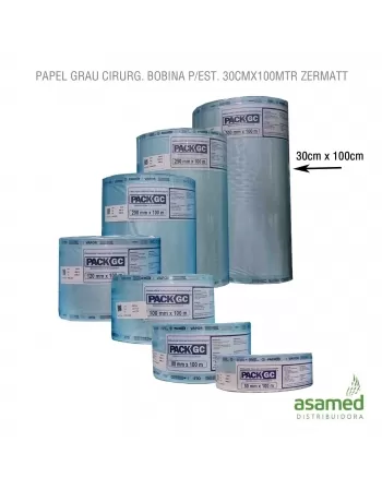 PAPEL GRAU CIRURG. BOBINA P/EST. 30CMX100MTR ZERMATT