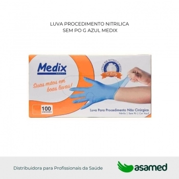 LUVA PROCEDIMENTO NITRILICA SEM PO G AZUL MEDIX