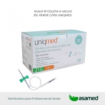 SCALP P/ COLETA A VACUO 21G VERDE C/100 UNIQMED