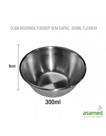 CUBA REDONDA P/ASSEP 9CM CAPAC. 300ML FLEXNOX