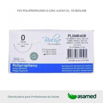 FIO POLIPROPILENO 0 C/AG 4,0CM CIL. 1/2 BIOLINE