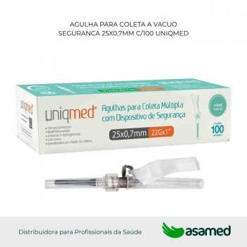 AGULHA PARA COLETA A VACUO SEGURANCA 25X0,7MM C/100 UNIQMED