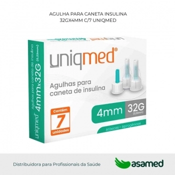AGULHA PARA CANETA INSULINA 32GX4MM C/7 UNIQMED