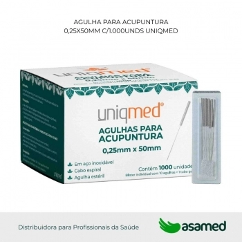 AGULHA PARA ACUPUNTURA 0,25X50MM C/1000UNDS UNIQMED