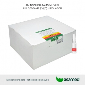 AMINOFILINA 24MG/ML 10ML INJ. C/100AMP (IV/IM)(G) HIPOLABOR
