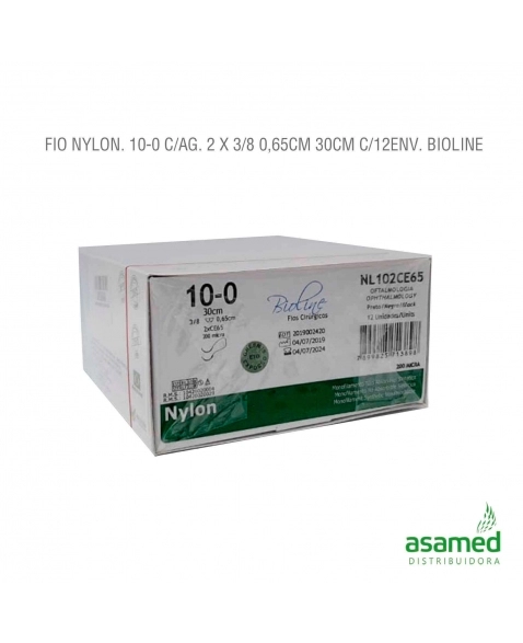 FIO NYLON. 10-0 C/AG. 2 X 3/8 0,65CM 30CM C/12ENV. BIOLINE