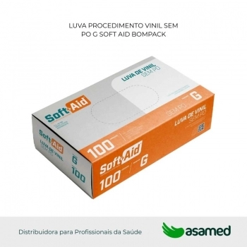 LUVA PROCEDIMENTO VINIL SEM PO G SOFT AID BOMPACK