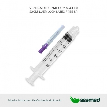 SERINGA DESC. 3ML COM AGULHA 20X5,5 LUER LOCK LATEX FREE SR