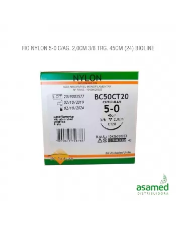 FIO NYLON 5-0 C/AG. 2,0CM 3/8 TRG. 45CM BC SUTURE