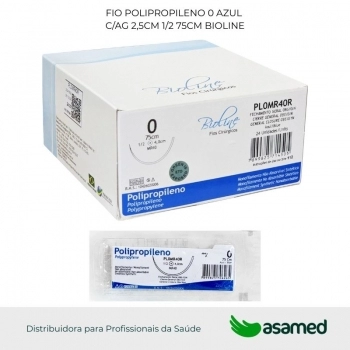 FIO POLIPROPILENO 0 AZUL C/AG 4,0CM CIL. 1/2 75CM BIOLINE