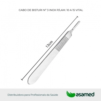 CABO DE BISTURI Nº 3 INOX P/LAM. 10 A 15 VITAL
