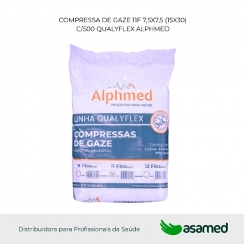 COMPRESSA DE GAZE 11F 7,5X7,5 (15X30) C/500 QUALYFLEX ALPHMED