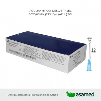 AGULHA HIPOD. DESCARTAVEL 30X0,60MM (23G 1 1/4) (AZUL) BD