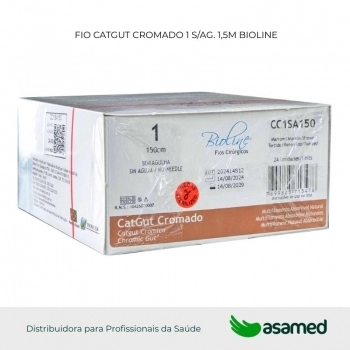 FIO CATGUT CROMADO 1 MARROM S/AG 150CM BIOLINE