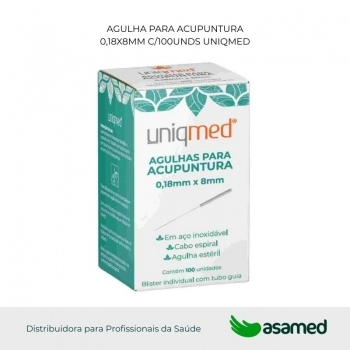 AGULHA PARA ACUPUNTURA 0,18X8MM C/100UNDS UNIQMED