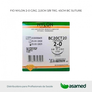 FIO NYLON 2-0 C/AG. 2,0CM 3/8 TRG. 45CM BC SUTURE