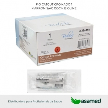 FIO CATGUT CROMADO 1 MARROM S/AG 150CM BIOLINE