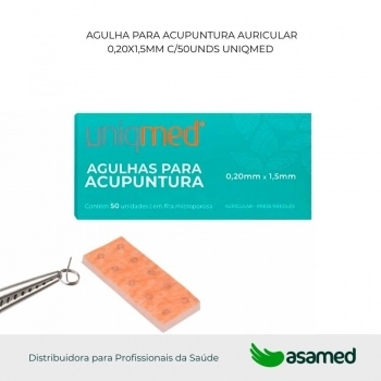AGULHA PARA ACUPUNTURA AURICULAR 0,20X1,5MM C/50UNDS UNIQMED