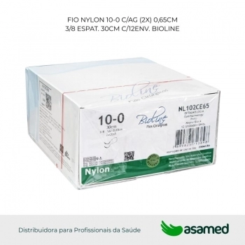FIO NYLON. 10-0 C/AG (2X) 0,65CM 3/8 ESPAT. 30CM C/12ENV. BIOLINE