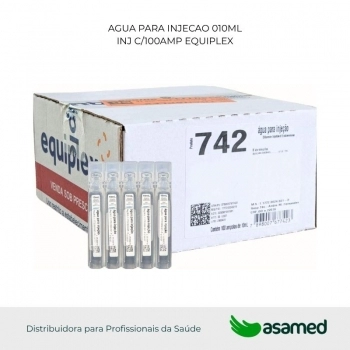 AGUA PARA INJECAO 010ML INJ C/100AMP EQUIPLEX