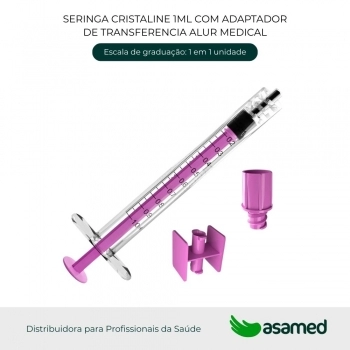 SERINGA DESC. 1ML COM ADAPTADOR DE TRANSFERENCIA CRISTALINE ALUR MEDICAL