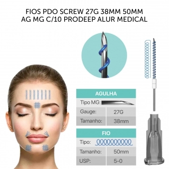 FIOS PDO SCREW 27G 38MM 50MM AG MG C/10 PRODEEP ALUR MEDICAL