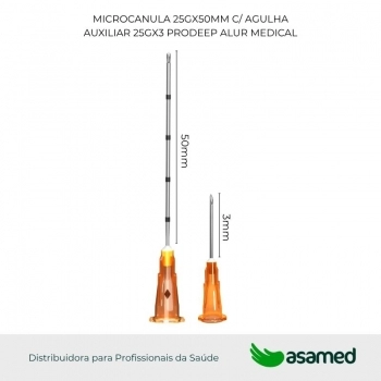 MICROCANULAS 25GX50MM C/ AGULHA AUXILIAR 25GX3 PRODEEP ALUR MEDICAL