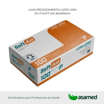 LUVA PROCEDIMENTO LATEX COM PO P SOFT AID BOMPACK