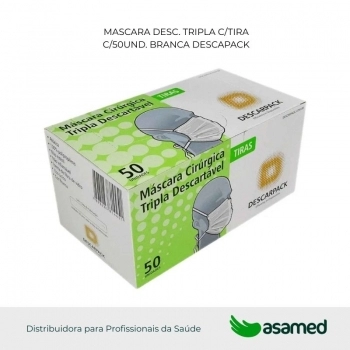 MASCARA DESC. TRIPLA C/TIRA C/50UND. BRANCA DESCAPACK