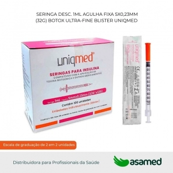 SERINGA DESC. 1ML AGULHA FIXA 5X0,23MM(32G) BOTOX ULTRA-FINE BLISTER UNIQMED