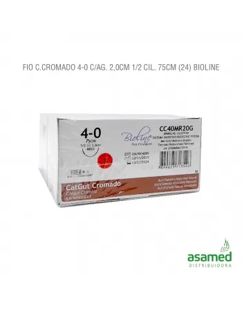 FIO CATGUT CROMADO 4-0 C/AG. 2,0CM 1/2 CIL.75CM BIOLINE