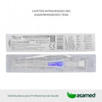 CATETER INTRAVENOSO 26G (0,60X19MM)(ROXO) TERA
