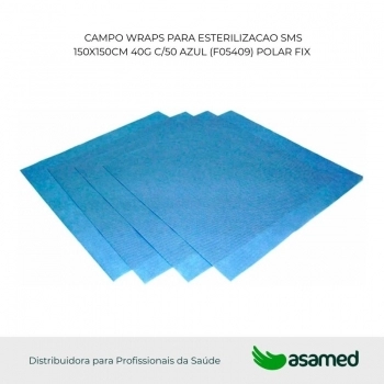CAMPO WRAPS PARA ESTERILIZACAO SMS 150X150CM 40G C/50 AZUL (F05409) POLAR FIX