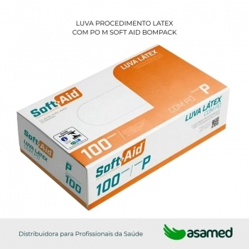 LUVA PROCEDIMENTO LATEX COM PO G SOFT AID BOMPACK