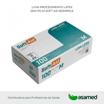 LUVA PROCEDIMENTO LATEX SEM PO M SOFT AID BOMPACK