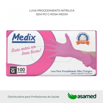 LUVA PROCEDIMENTO NITRILICA SEM PO G ROSA MEDIX