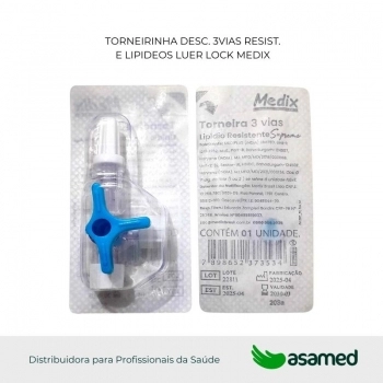 TORNEIRINHA DESC. 3VIAS RESIST. E LIPIDEOS LUER LOCK MEDIX