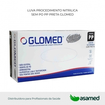 LUVA PROCEDIMENTO NITRILICA SEM PO PP PRETA GLOMED