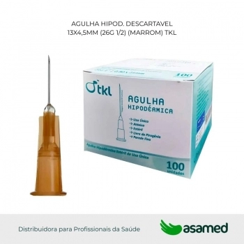 AGULHA HIPOD. DESCARTAVEL 13X4,5MM (26G 1/2) (MARROM) TKL