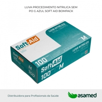 LUVA PROCEDIMENTO NITRILICA SEM PO M AZUL BOMPACK
