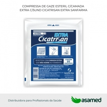 COMPRESSA DE GAZE ESTERIL C/CAMADA EXTRA C/5UND CICATRISAN EXTRA SANFARMA