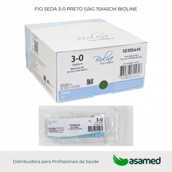 FIO SEDA 3-0 PRETO S/AG 15X45CM BIOLINE