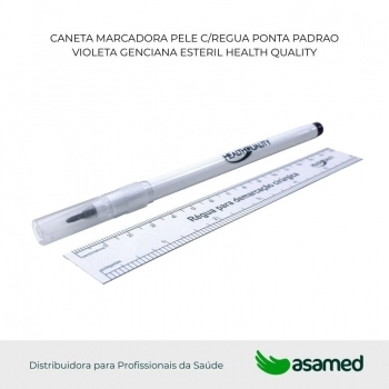 CANETA MARCADORA PELE C/REGUA PONTA PADRAO VIOLETA GENCIANA ESTERIL HEALTH QUALITY