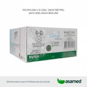 FIO NYLON 4-0 C/AG. 1,9CM 3/8 TRG. (ACO 300) 45CM BIOLINE