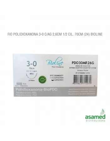FIO POLIDIOXANONA 3-0 C/AG 2,6CM 1/2 CIL. 70CM BIOLINE
