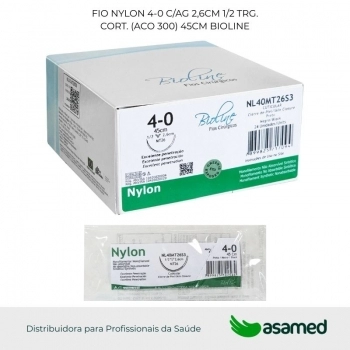 FIO NYLON 4-0 C/AG. 2,6CM 1/2 TRG. (ACO 300) 45CM BIOLINE